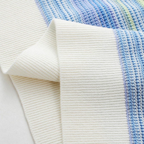 COMOBOCA Women's Gradient Stripe Openwork Knit T-Shirt