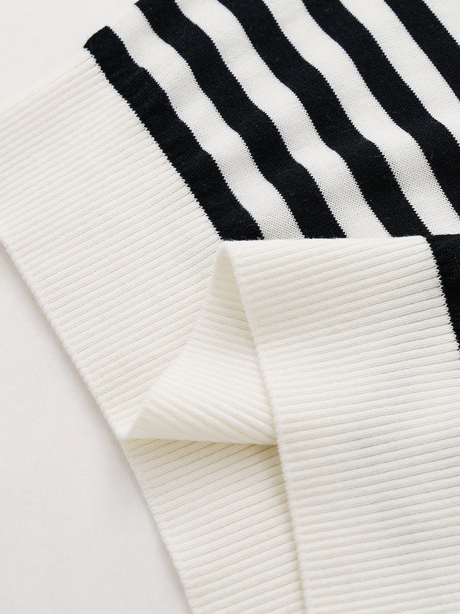 COMOBOCA Women's Striped Sailor Collar Knit Top