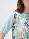COMOBOCA Women's Ribbed Print Knit T-Shirt