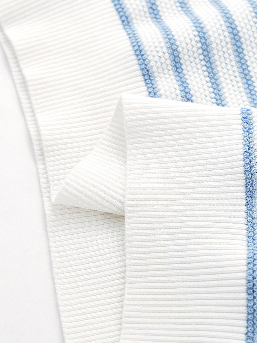 COMOBOCA Women's Striped Contrast Hooded Knit T-Shirt