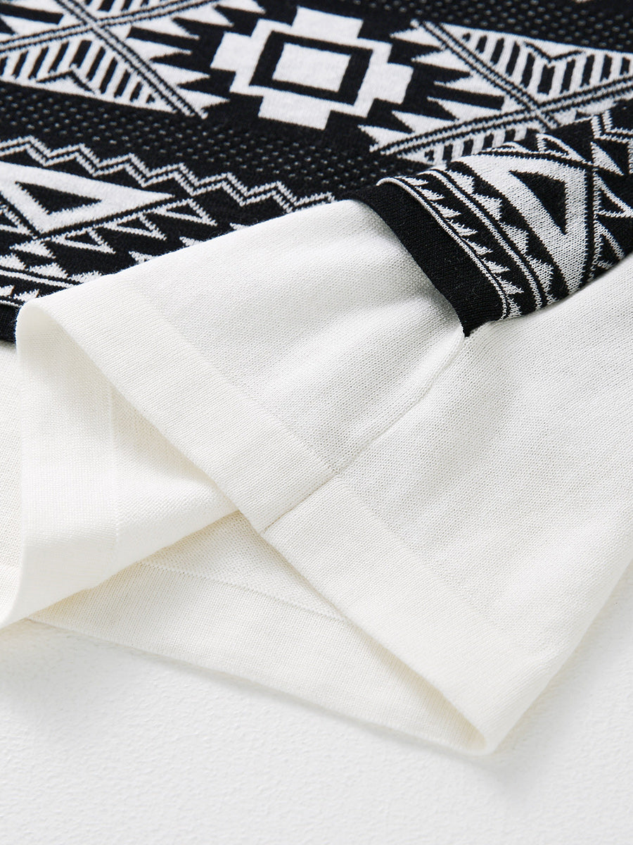 COMOBOCA Women's 2-in-1 Geometric Knit Top