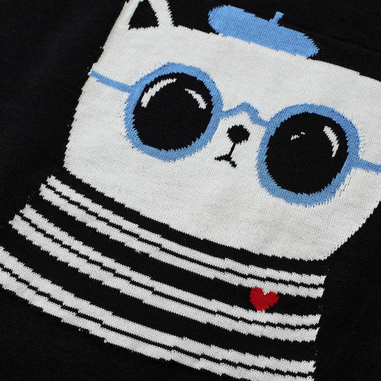 COMOBOCA Women's Cartoon Animal Intarsia Knit T-Shirt