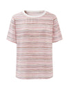 100% Mulberry Silk Women's Vintage Print Round-Neck Short Sleeve T-Shirt