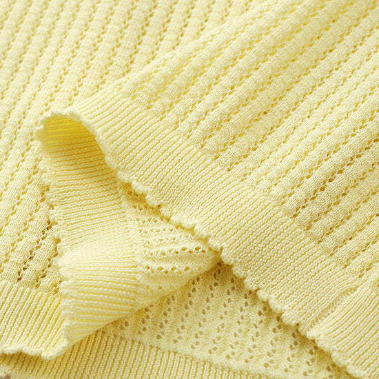 COMOBOCA Women's Pointelle Knit V-Neck Cardigan