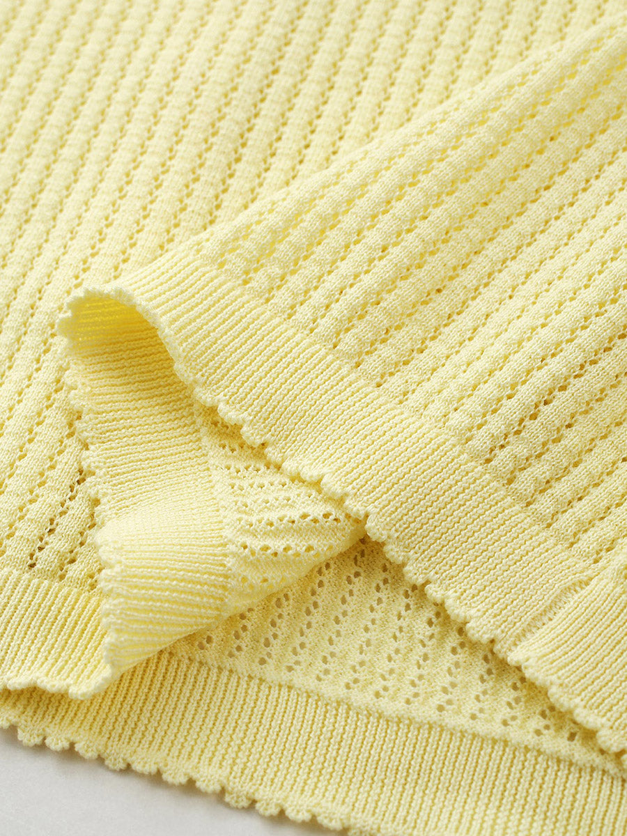 COMOBOCA Women's Pointelle Knit V-Neck Cardigan