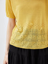 COMOBOCA Women's Sheer Openwork Knit T-Shirt