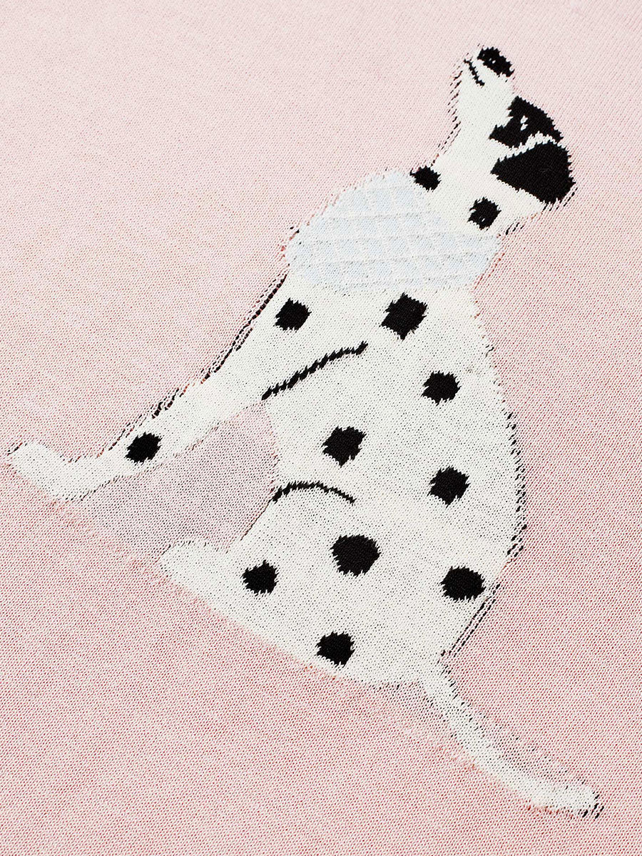 COMOBOCA Women's Dalmatian Intarsia Knit T-Shirt