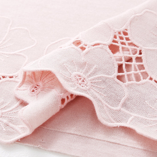 COMOBOCA Women's Floral Lace Trim Knit T-Shirt