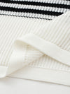 COMOBOCA Women's Asymmetric Stripe Mesh Knit Round Neck Sweater