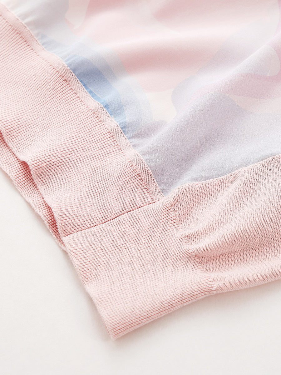 COMOBOCA Women's Floral Print Panel Knit T-Shirt