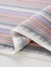 Women’s Silk-Cotton Contrast Stripe Knit Crew Neck Short Sleeve T-Shirt