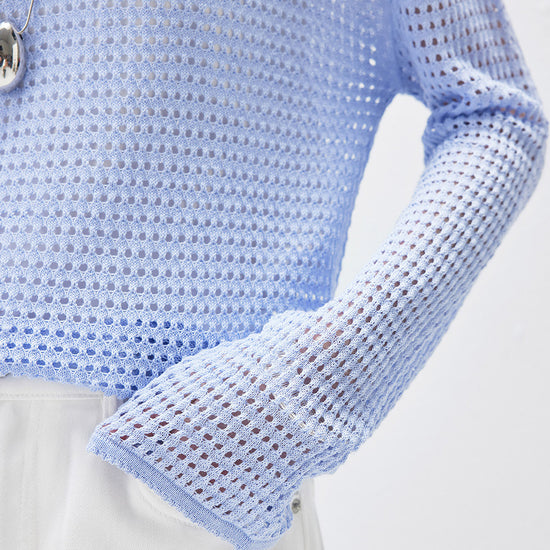 COMOBOCA Women's Sheer Mesh Knit Overpull Top