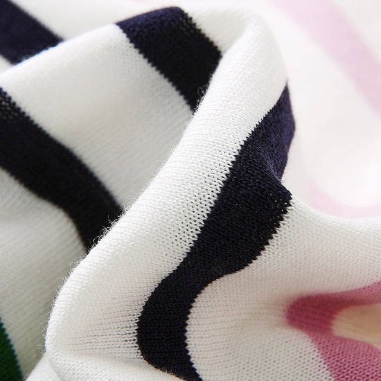 COMOBOCA Women's Stripe Round Neck Knit Sweater