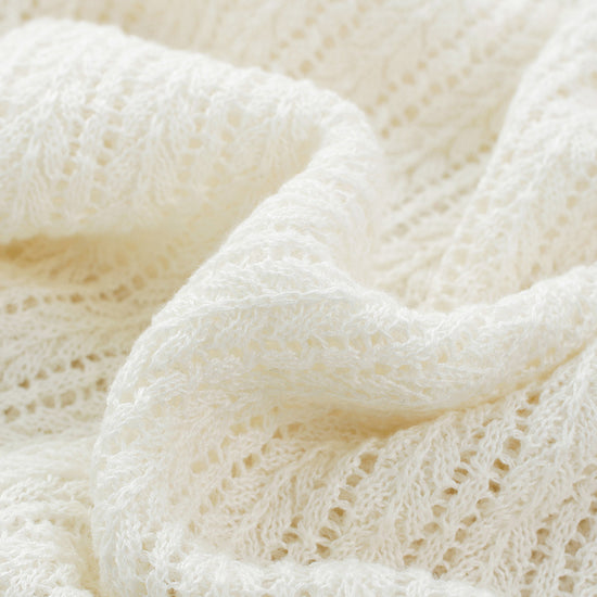 COMOBOCA Women's Openwork Side Slit Knit Top