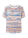 100% Mulberry Silk Women's Vintage Print Round-Neck Short Sleeve T-Shirt