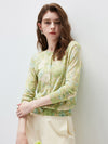 COMOBOCA Women's Watercolor Floral Print Knit Cardigan