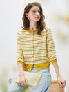 COMOBOCA Women's Striped Color Block Button Front Cardigan