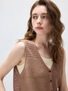 Women’s Linen Blend Knit V-Neck Sleeveless Vest