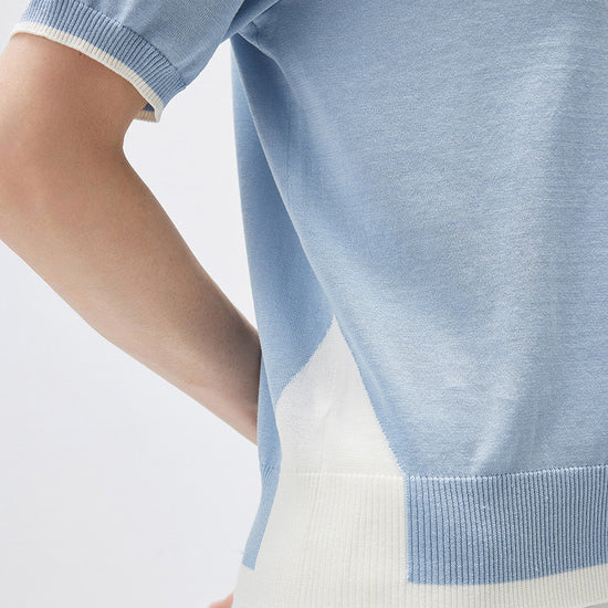 COMOBOCA Women's Panda Motif Contrast Trim Knit T-Shirt