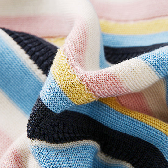 COMOBOCA Women's Multi-Color Stripe Knit T-Shirt