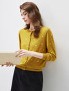 COMOBOCA Women's Lyocell Polka Dot Knit Cardigan