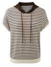 COMOBOCA Women's Striped Contrast Hooded Knit T-Shirt