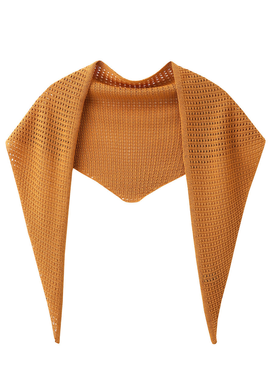 COMOBOCA Peach Blossom Women's Openwork Knit Triangle Shoulder Wrap Scarf