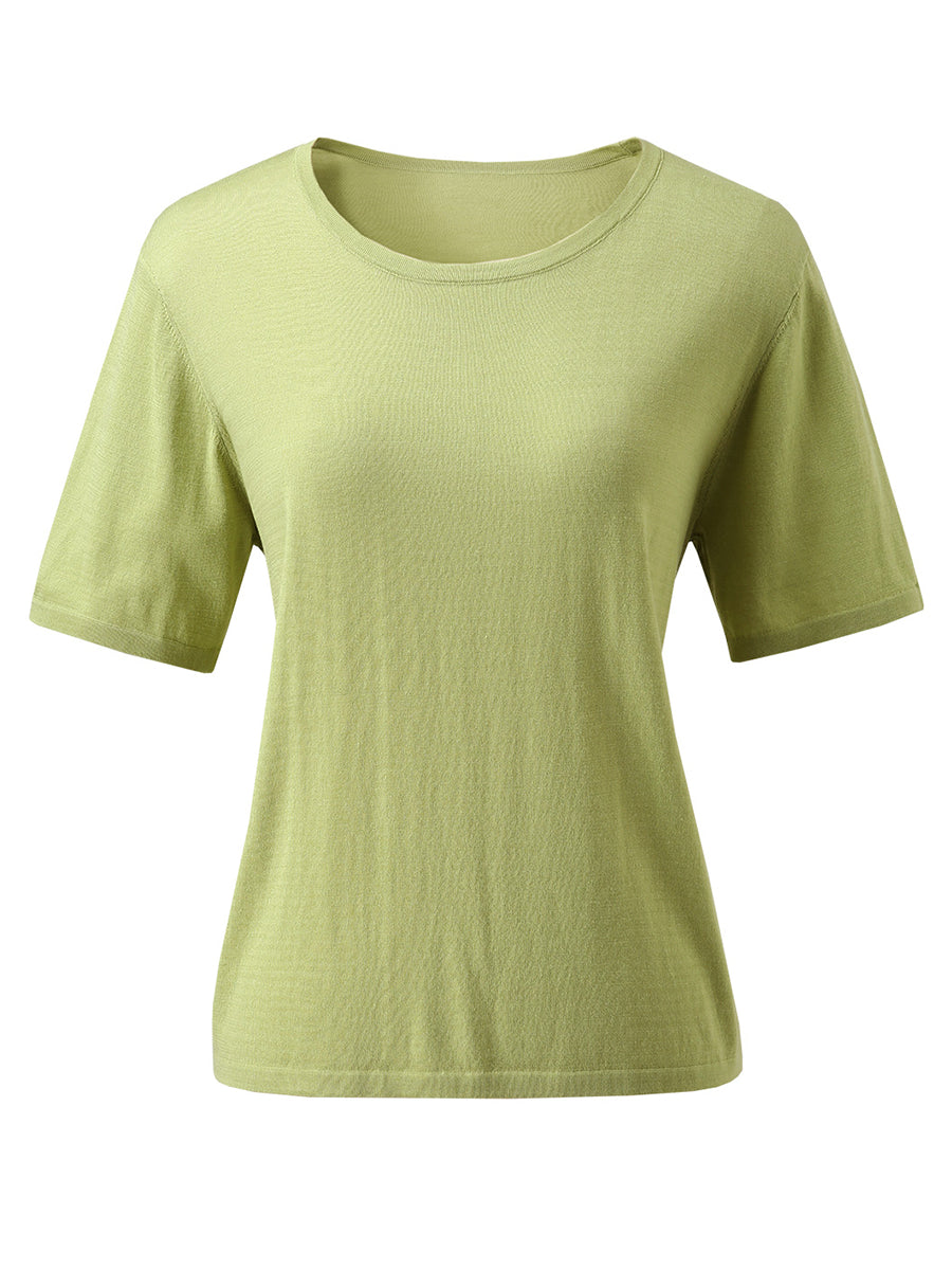 COMOBOCA Women's Essential Round Neck Knit T-Shirt