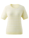COMOBOCA Women's Ribbed Fine Stripe Knit T-Shirt
