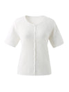 Women’s Silk-Cotton Jacquard Knit Crew Neck Pullover T-Shirt