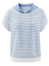 COMOBOCA Women's Striped Contrast Hooded Knit T-Shirt