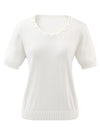 COMOBOCA Women's Rhinestone Trim Knit T-Shirt