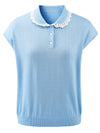 COMOBOCA Women's Lace Trim Collar Knit Polo T-Shirt
