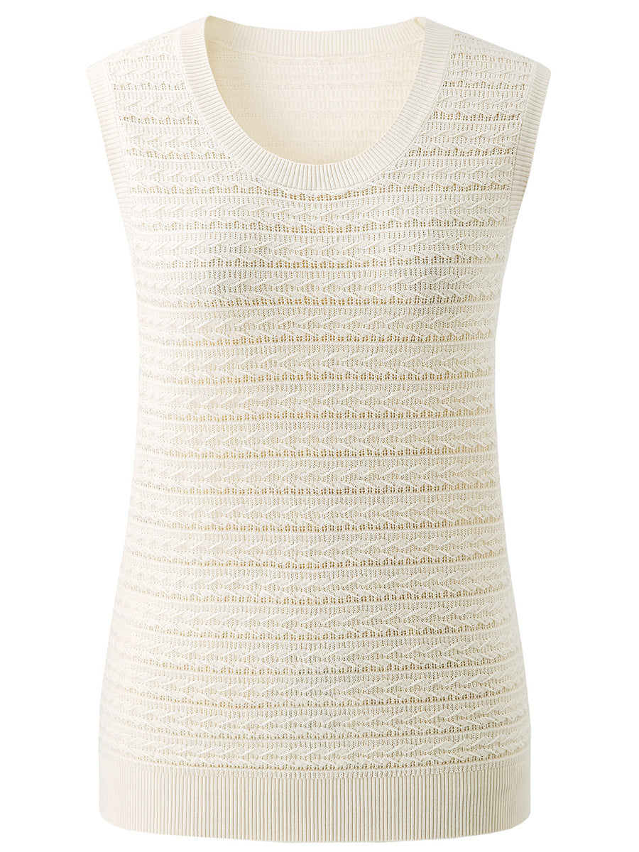 COMOBOCA Women's Textured Openwork Knit Sweater Vest