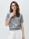 COMOBOCA Women's Knit Top with Porcelain Embroidery