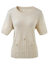 COMOBOCA Women's Sheer Openwork Knit T-Shirt
