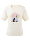 COMOBOCA Women's Ribbed Intarsia Knit T-Shirt