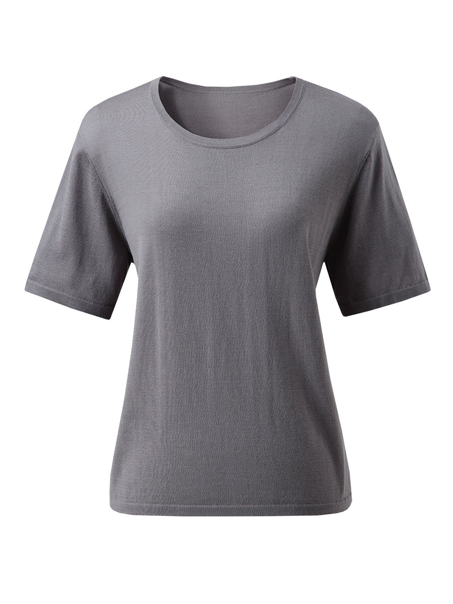 COMOBOCA Women's Essential Round Neck Knit T-Shirt