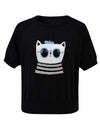 COMOBOCA Women's Cartoon Animal Intarsia Knit T-Shirt