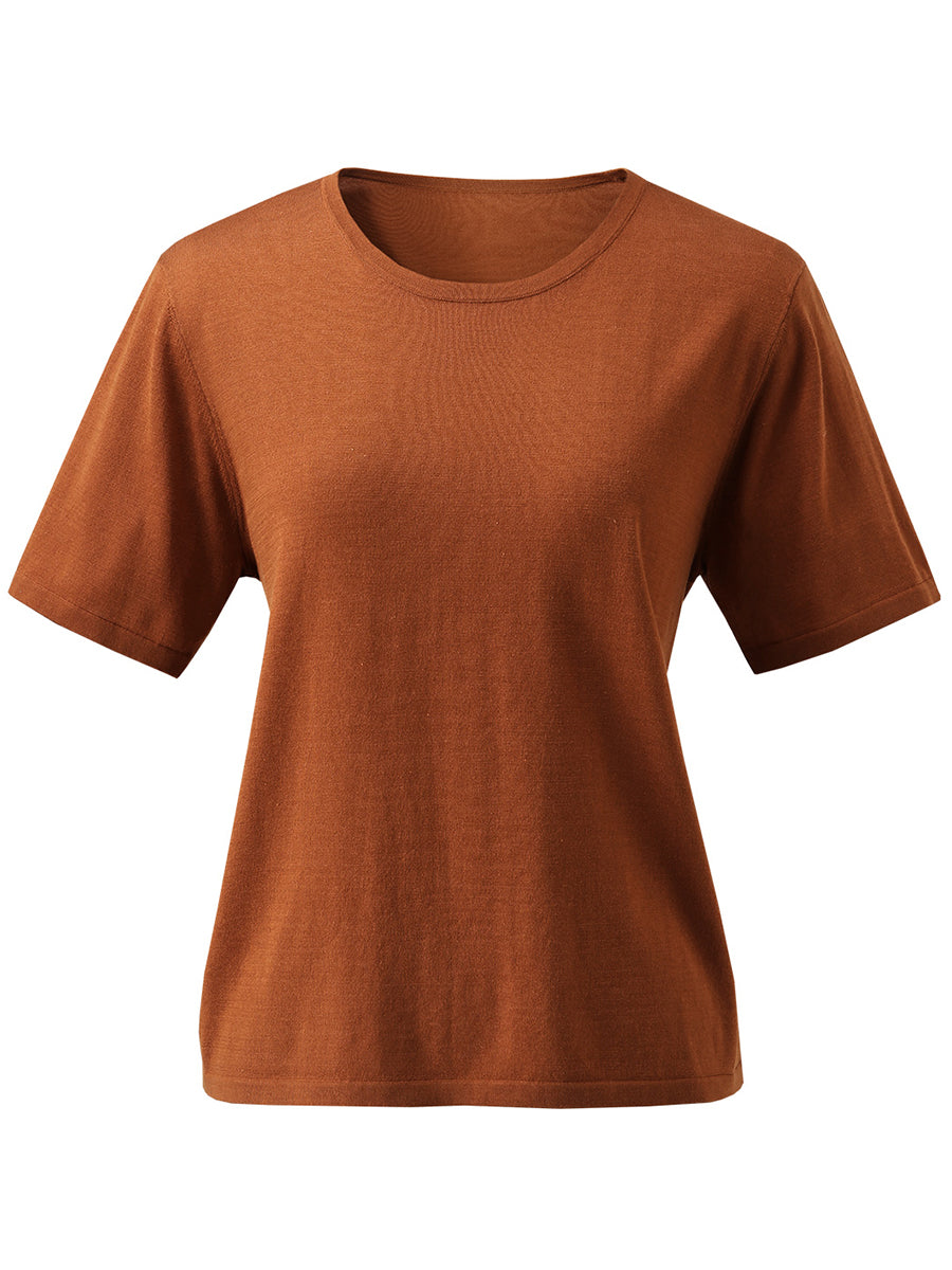 COMOBOCA Women's Essential Round Neck Knit T-Shirt