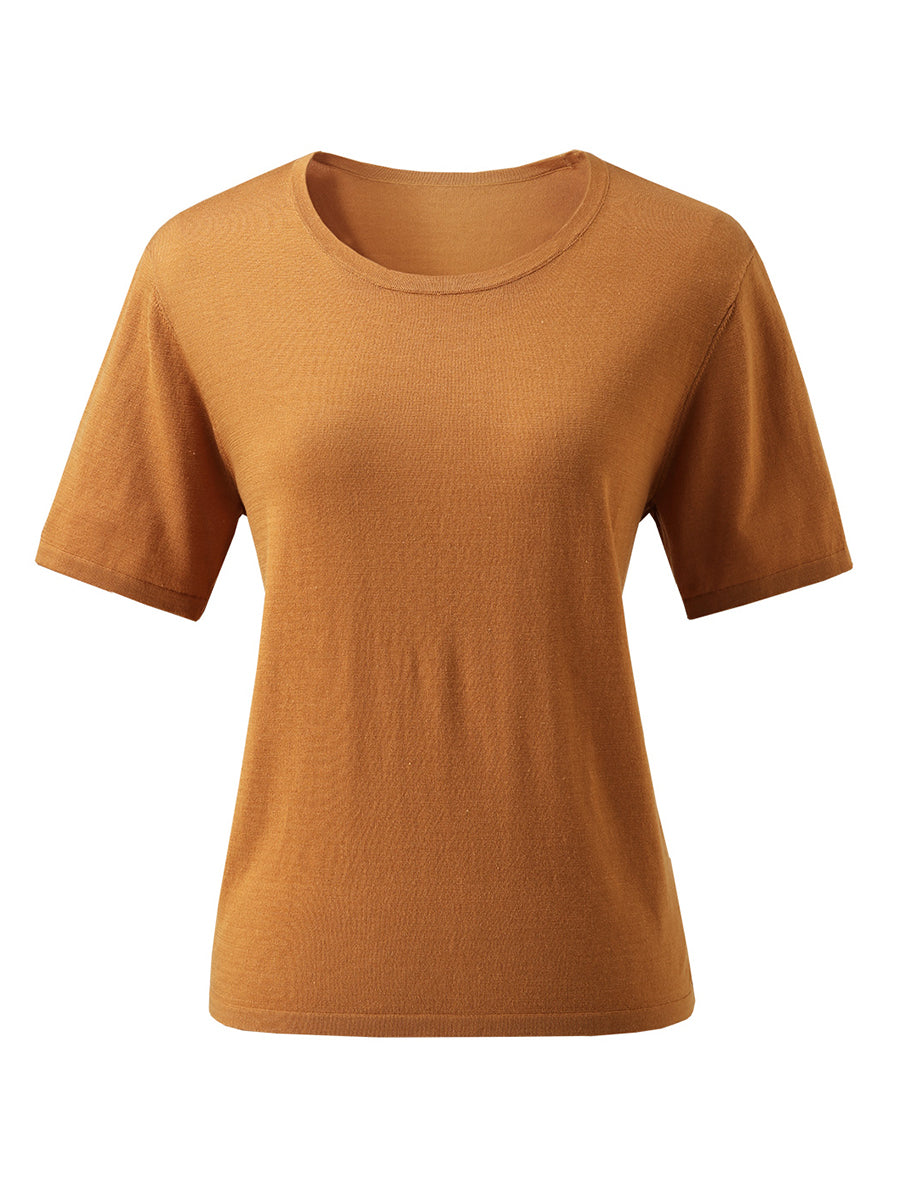 COMOBOCA Women's Essential Round Neck Knit T-Shirt
