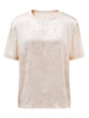 Women's Crew Neck Tonal Jacquard Short Sleeve T-Shirt