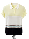 COMOBOCA Women's Color Block Striped Polo Knit T-Shirt