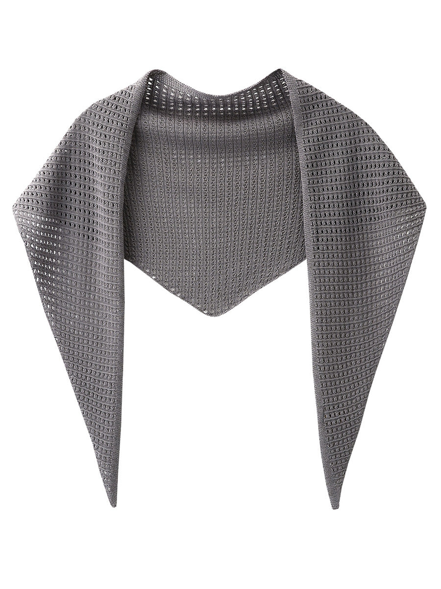 COMOBOCA Gray Women's Openwork Knit Triangle Shoulder Wrap Scarf