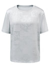 Women's Crew Neck Tonal Jacquard Short Sleeve T-Shirt