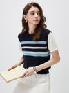 COMOBOCA Women's Striped Layered Knit T-Shirt