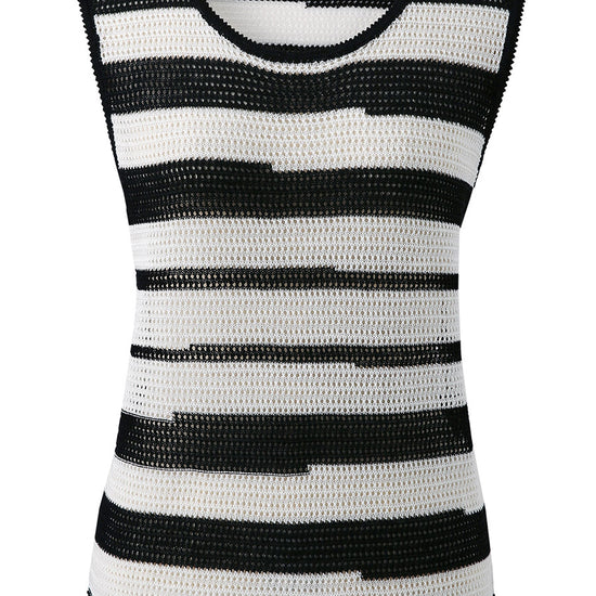 COMOBOCA Women's Crochet Knit Stripe Tank Top