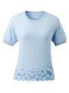 COMOBOCA Women's Floral Lace Trim Knit T-Shirt