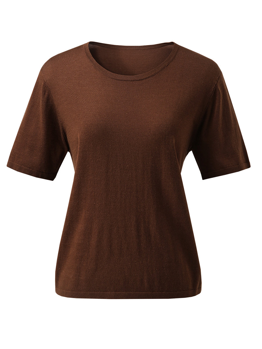 COMOBOCA Women's Essential Round Neck Knit T-Shirt