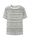 100% Mulberry Silk Women's Vintage Print Round-Neck Short Sleeve T-Shirt